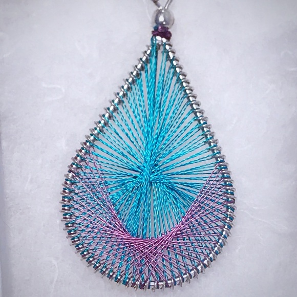 Brand New Handwoven, Turquoise & Purple Earrings - Picture 2 of 4